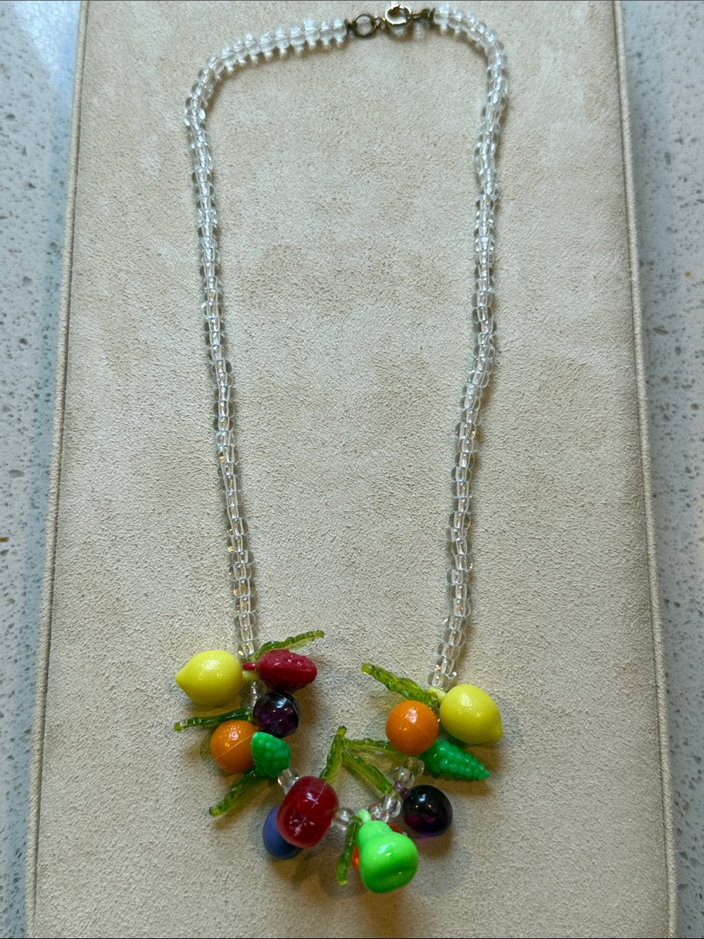Vintage Glass Fruit Pendant Necklace 7.5”